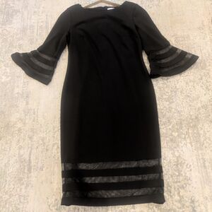 Calvin Klein Black Dress with Sheer Ruffle Sleeves Size 10